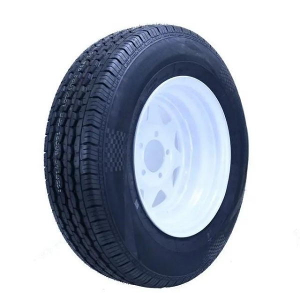 Trailer Tire Wheel Assembly White Spoke Rim