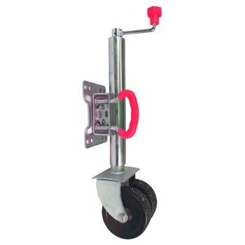 With 1200 lbs. lift capacity , 10 inch travel, Φ48mm pipe , dual 6‘’ solid wheels with metal rim, corrosion-resistant zinc plating, this australia jockey wheel is perfect for light and medium duty marine trailers for boats